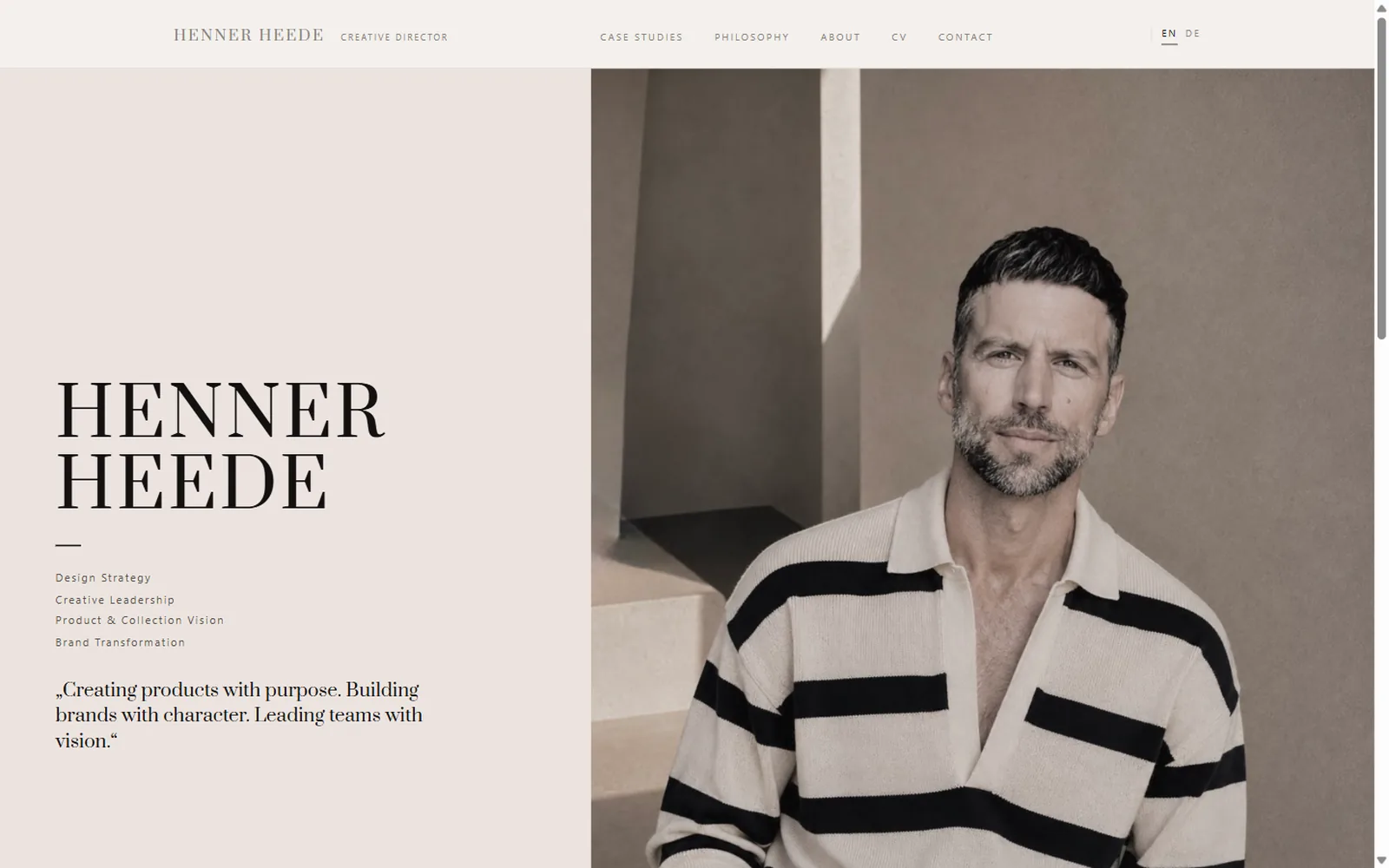 Henner Heede, Startseite, erster Bildschirm