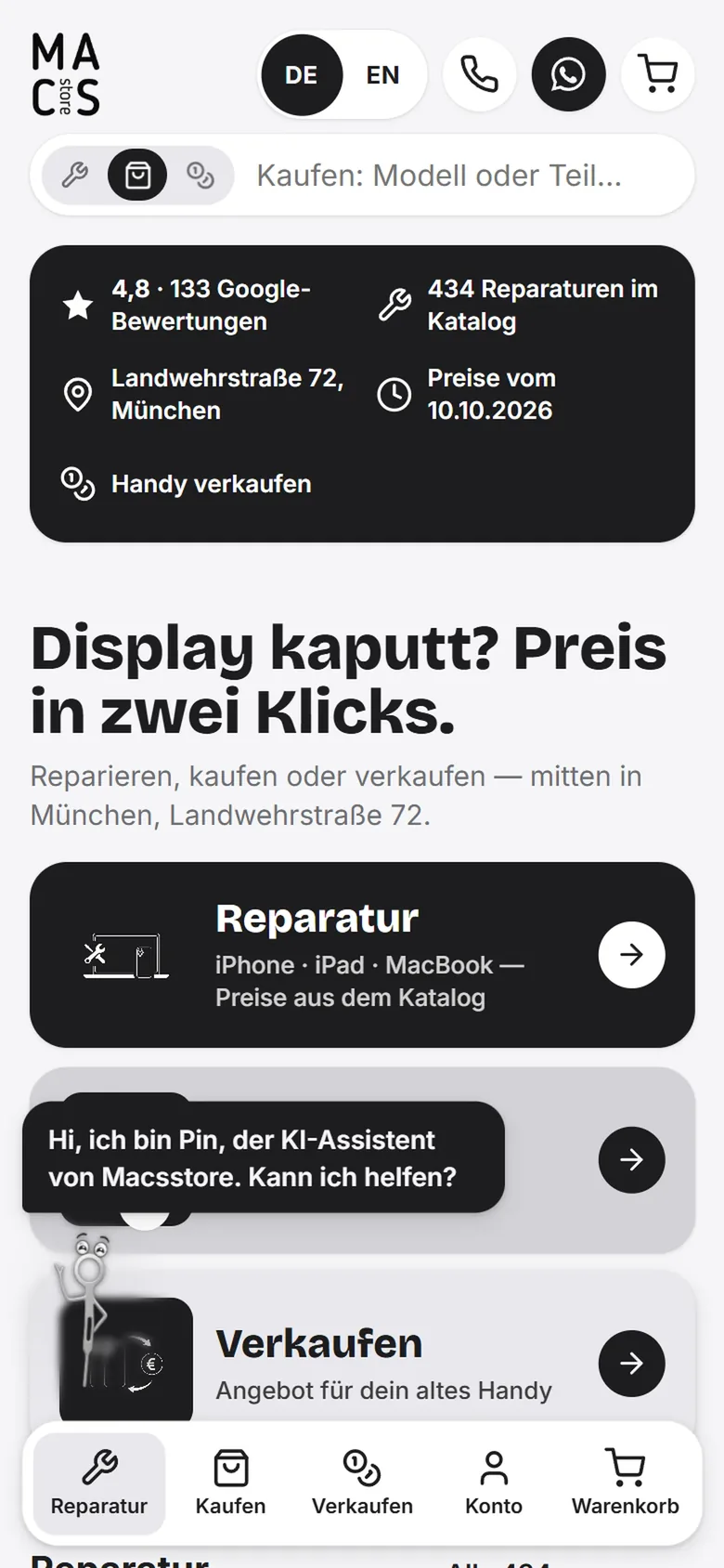 MacsStore, Telefon, Start