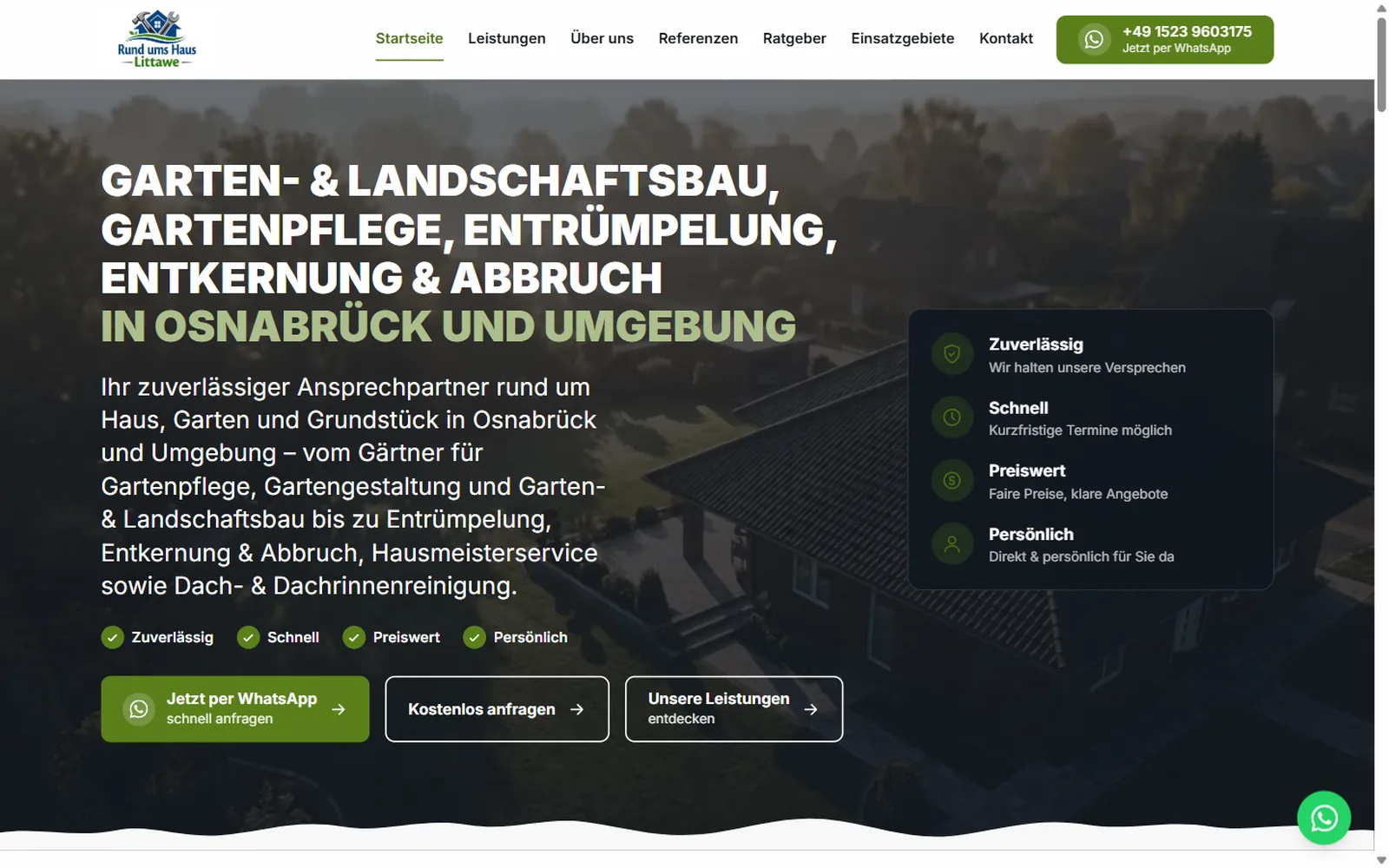 Rund ums Haus Littawe, Startseite, erster Bildschirm