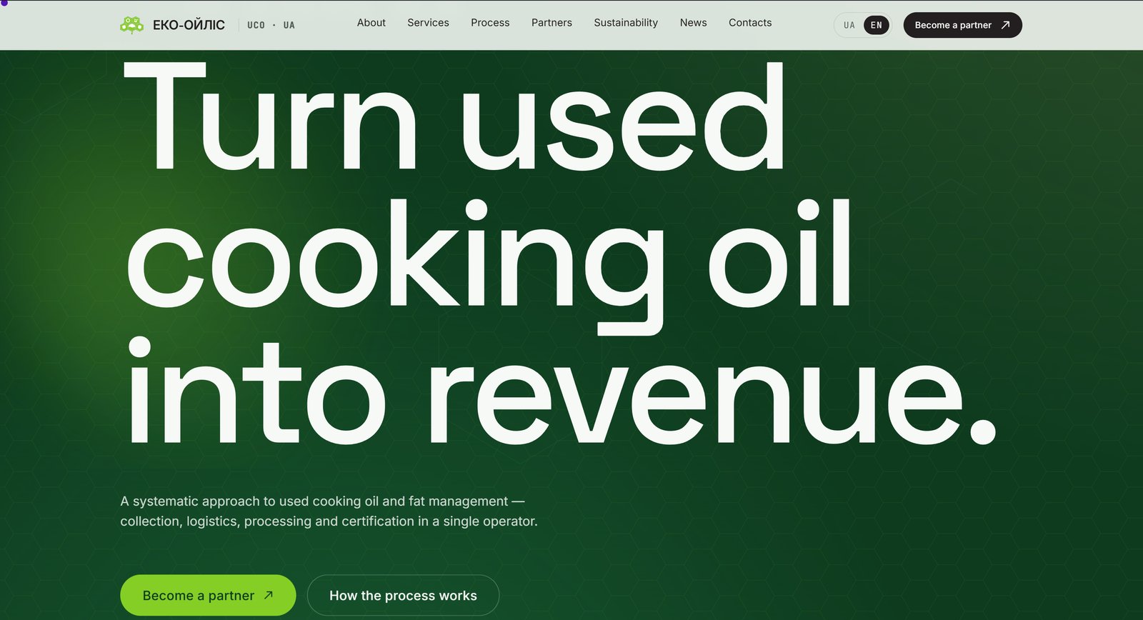 EKO-OYLIS UA — Screenshot der Website