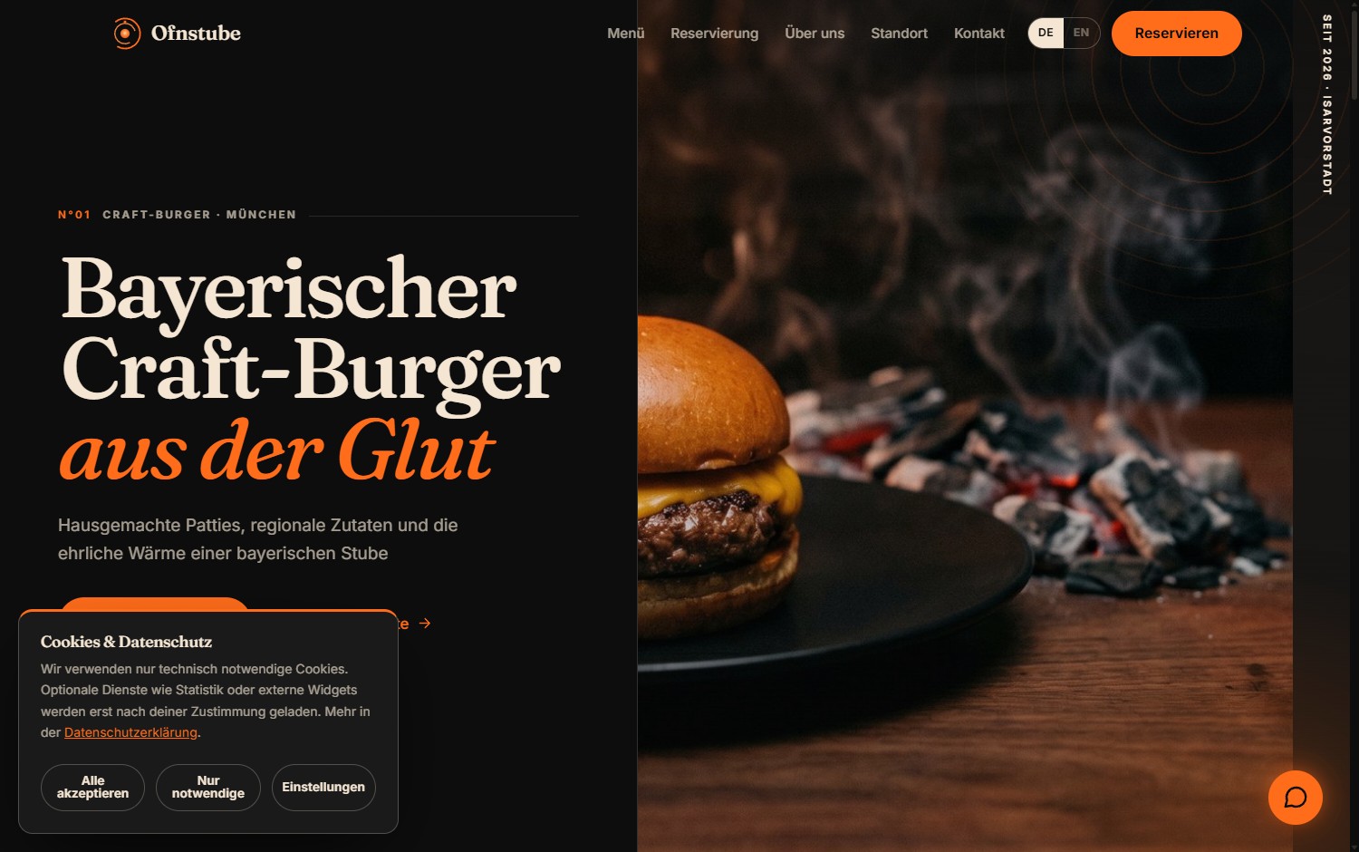 Ofnstube — Screenshot der Website