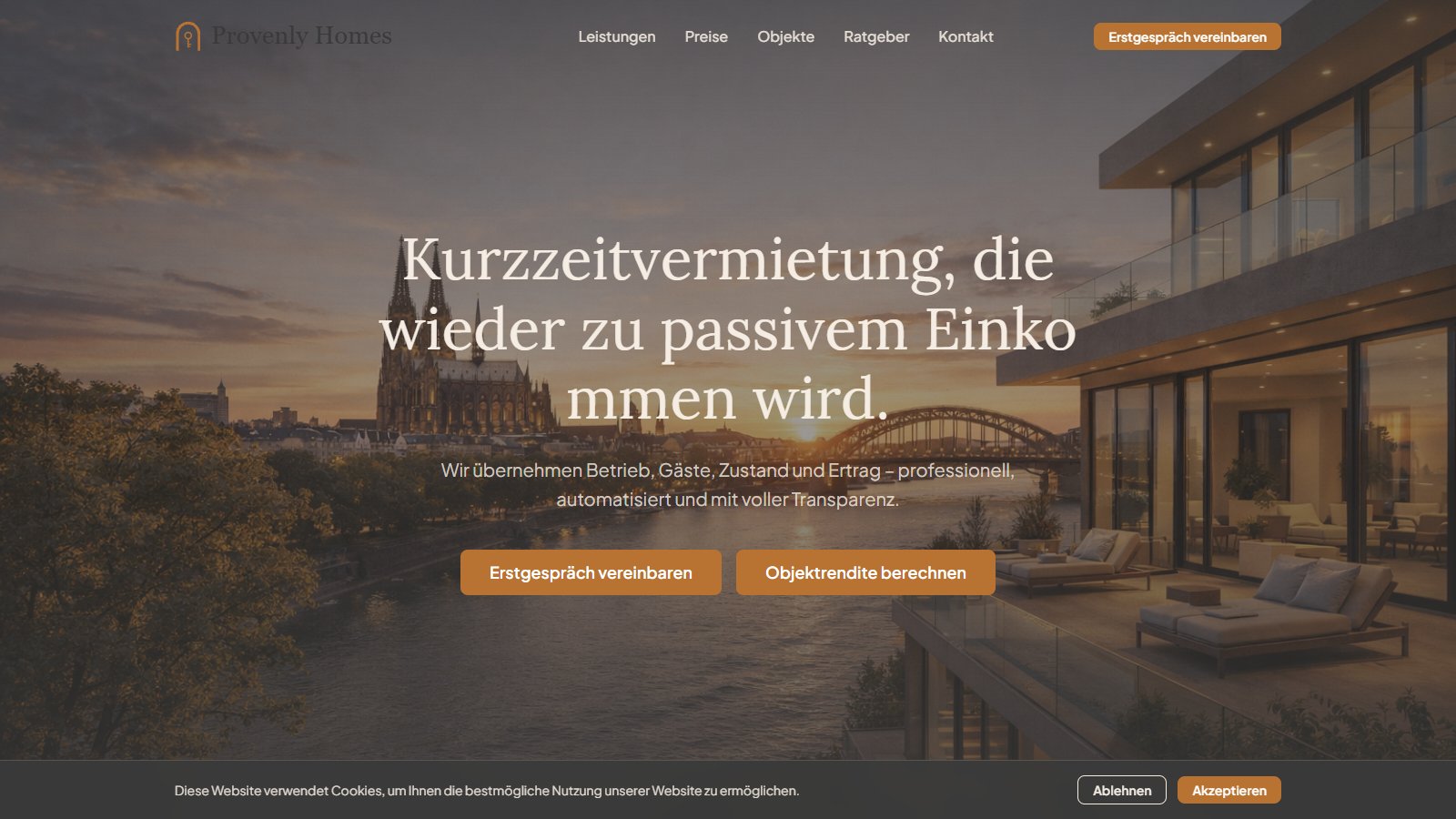 Provenly Homes — Screenshot der Website