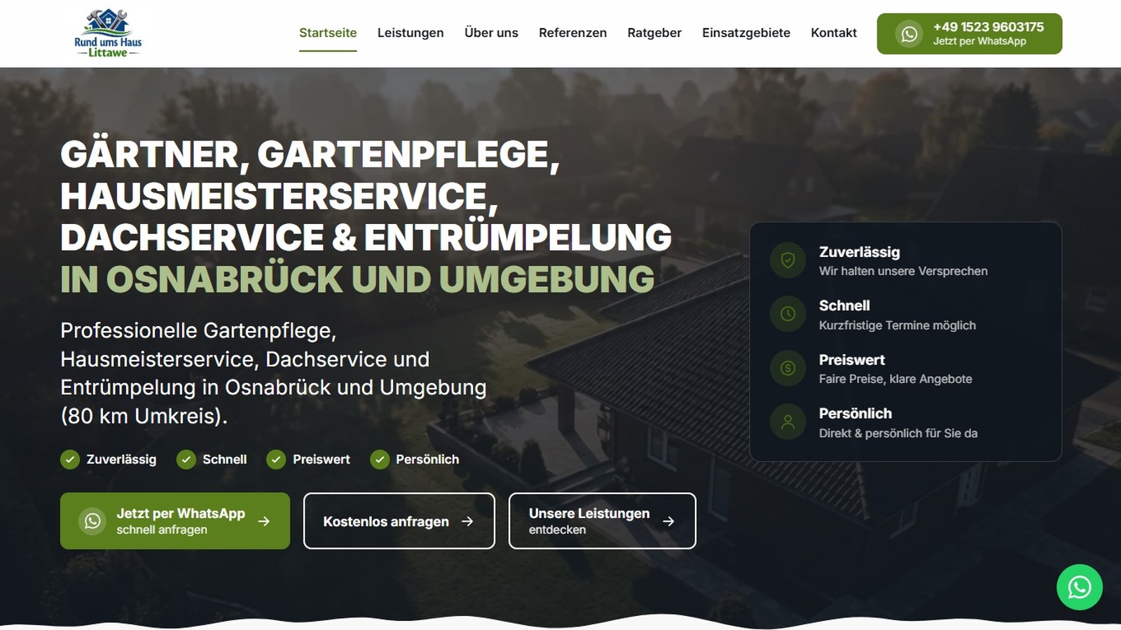 Rund ums Haus Littawe — Screenshot der Website