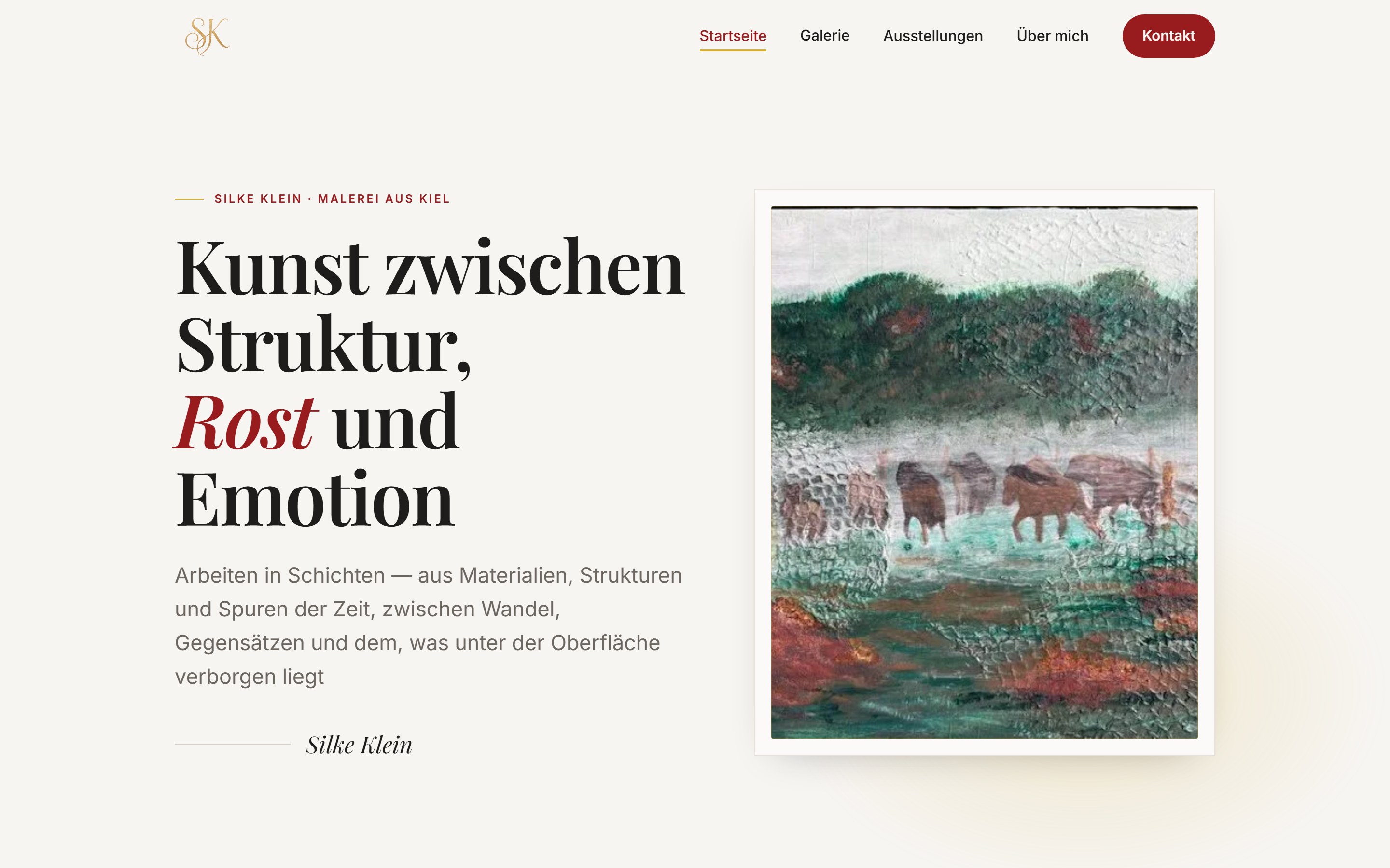 Silke Klein Art — Screenshot der Website