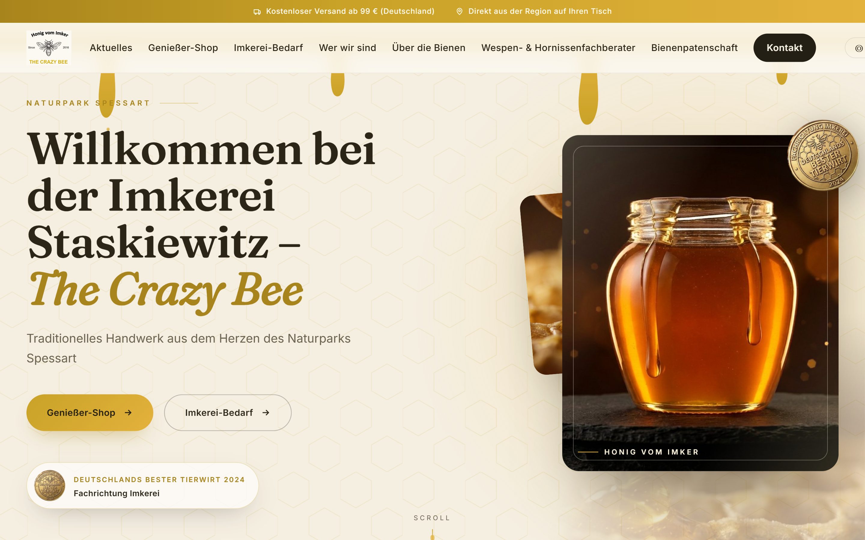 The Crazy Bee, Screenshot der Website
